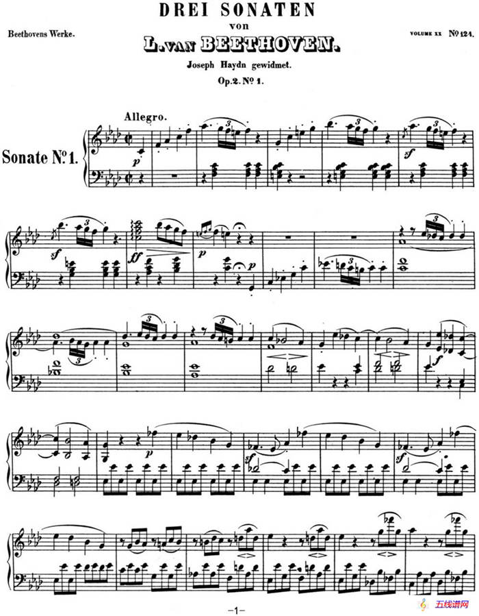 贝多芬钢琴奏鸣曲01 f小调 Op.2 No.1 F minor