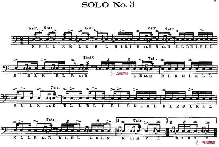 美国军鼓 SOLO No.1—5 （爵士鼓谱）