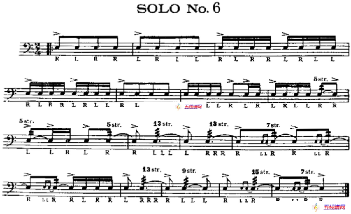美国军鼓 SOLO No.6-10（爵士鼓谱）