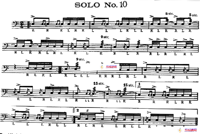 美国军鼓 SOLO No.6-10（爵士鼓谱）