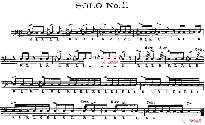 美国军鼓 SOLO No.11-15（爵士鼓谱）
