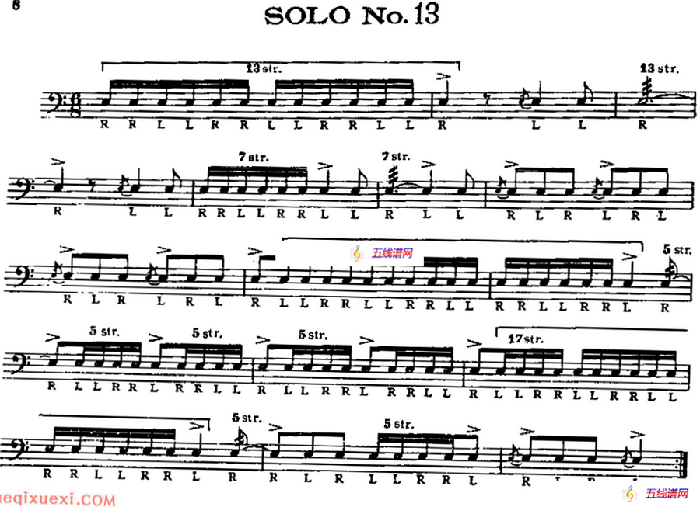 美国军鼓 SOLO No.11-15（爵士鼓谱）