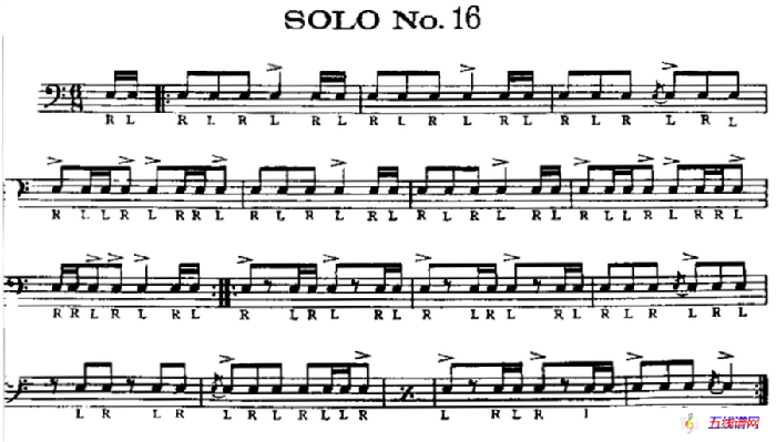 美国军鼓 SOLO No.16-20（爵士鼓谱）