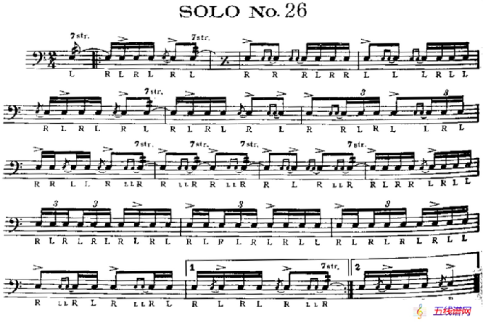 美国军鼓 SOLO No.26-30（爵士鼓谱）
