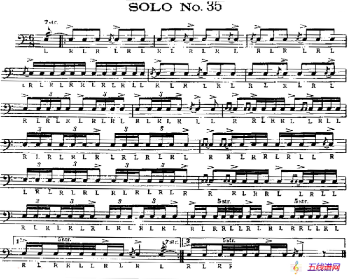 美国军鼓 SOLO No.31-35（爵士鼓谱）