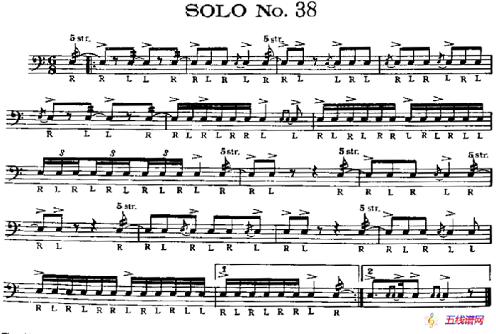 美国军鼓 SOLO No.36-40（爵士鼓谱）