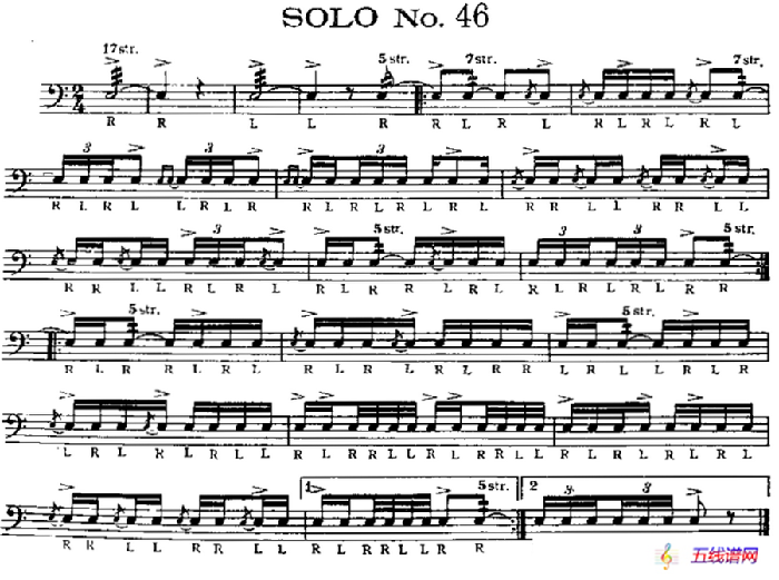 美国军鼓 SOLO No.46-50（爵士鼓谱）