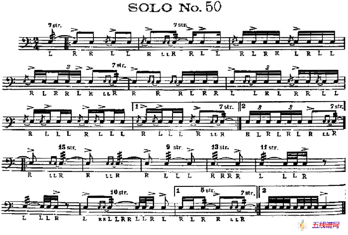 美国军鼓 SOLO No.46-50（爵士鼓谱）