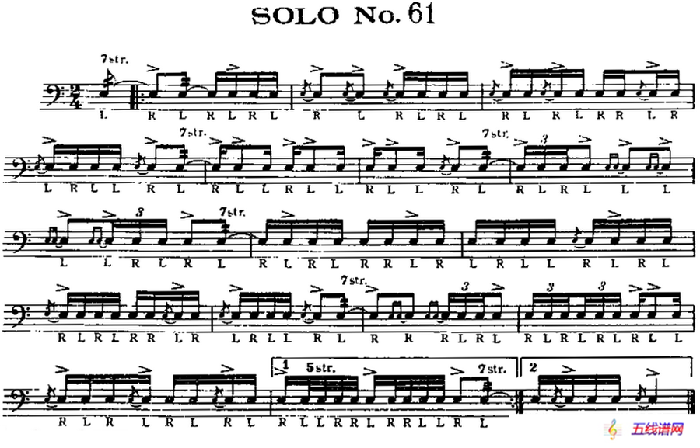 美国军鼓 SOLO No.61-65（爵士鼓谱）