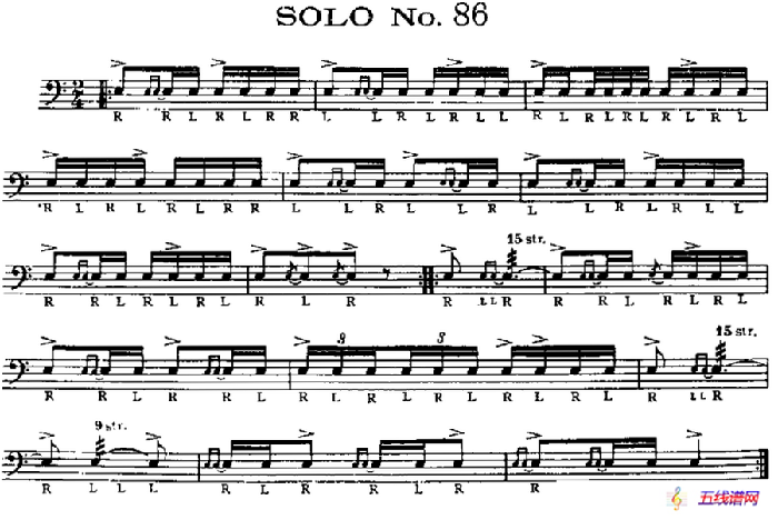 美国军鼓 SOLO No.86-90（爵士鼓谱）
