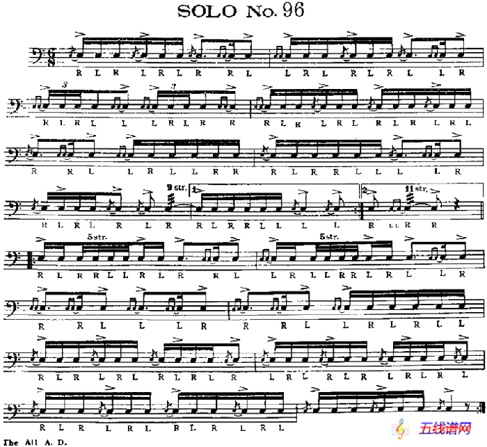 美国军鼓 SOLO No.96-100（爵士鼓谱）