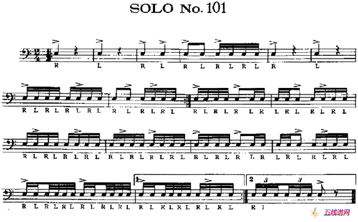 美国军鼓 SOLO No.101-105（爵士鼓谱）