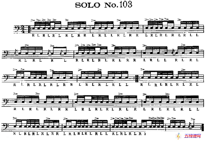 美国军鼓 SOLO No.101-105（爵士鼓谱）