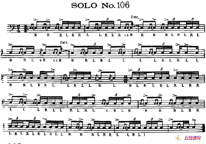 美国军鼓 SOLO No.106-110（爵士鼓谱）