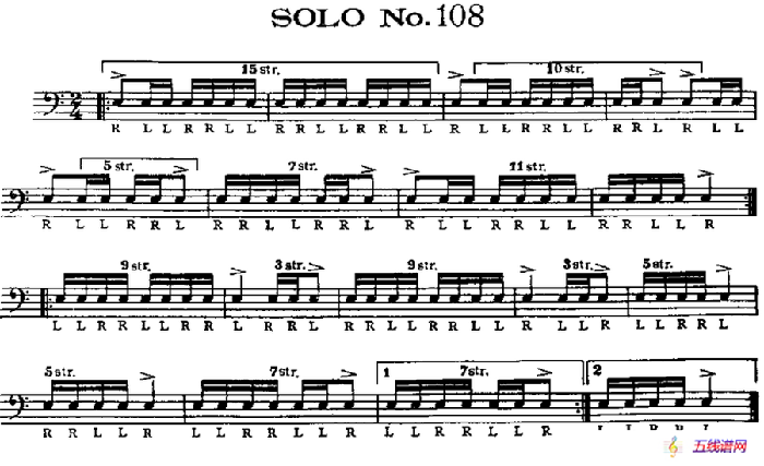 美国军鼓 SOLO No.106-110（爵士鼓谱）