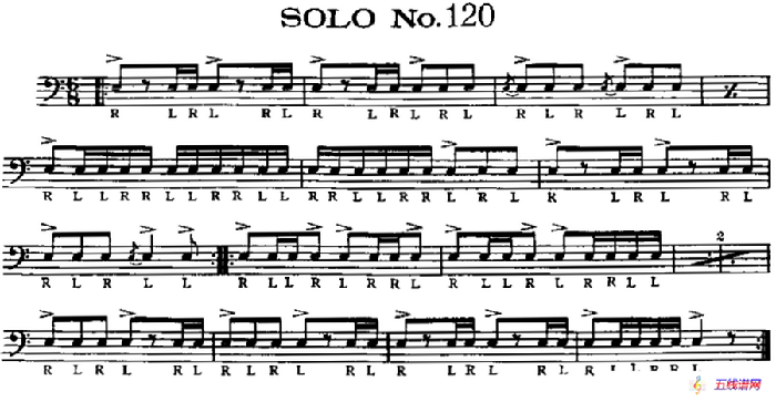 美国军鼓 SOLO No.116-120（爵士鼓谱）