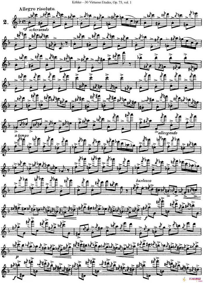 柯勒30首高级长笛练习曲作品75号（NO.2）