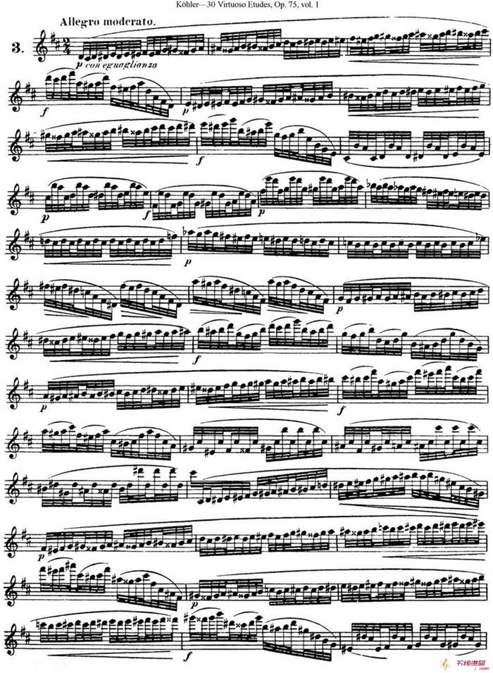 柯勒30首高级长笛练习曲作品75号（NO.3）