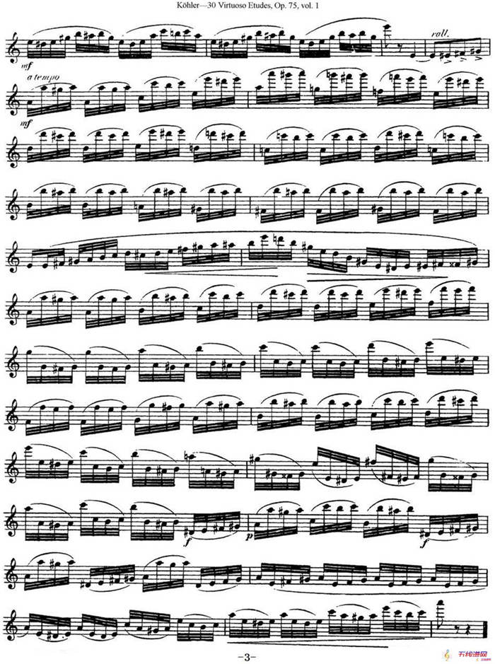 柯勒30首高级长笛练习曲作品75号（NO.6）