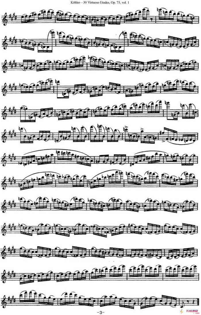 柯勒30首高级长笛练习曲作品75号（NO.8）