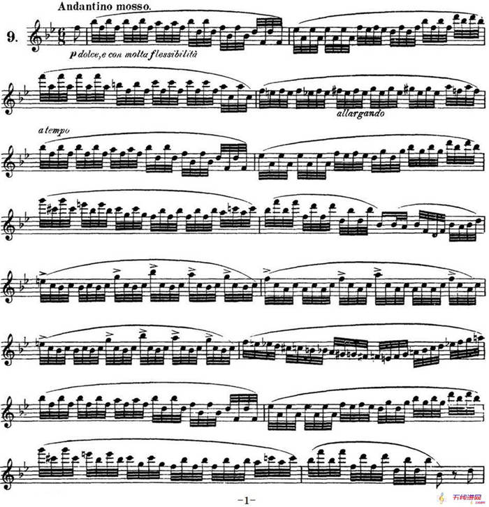 柯勒30首高级长笛练习曲作品75号（NO.9）