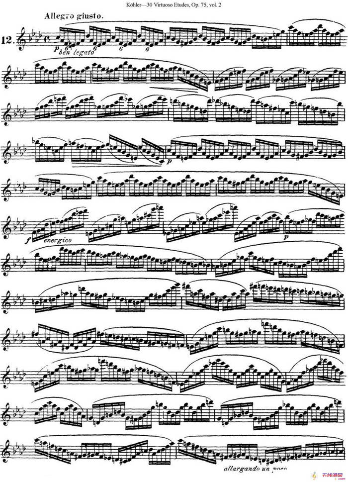 柯勒30首高级长笛练习曲作品75号（NO.12）