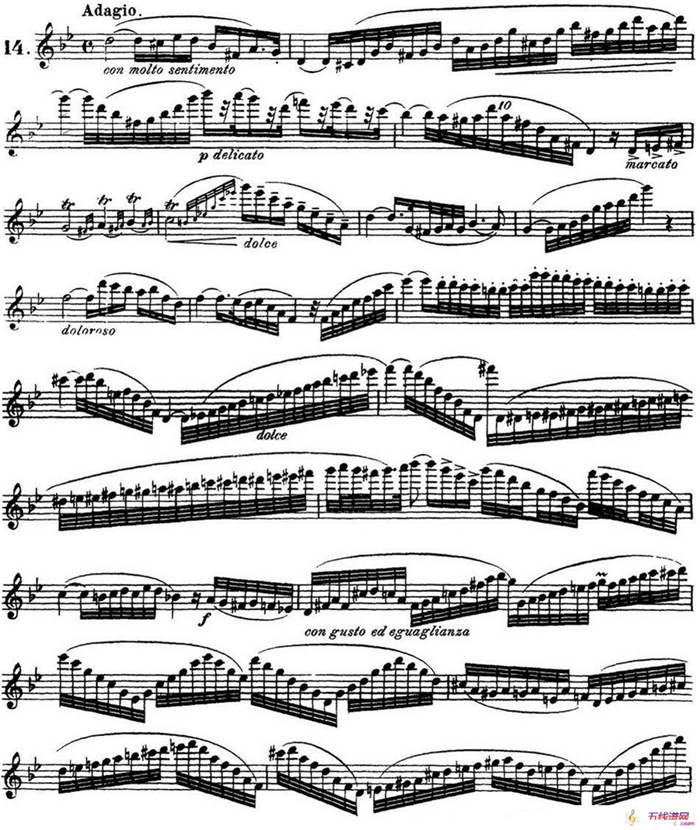 柯勒30首高级长笛练习曲作品75号（NO.14）