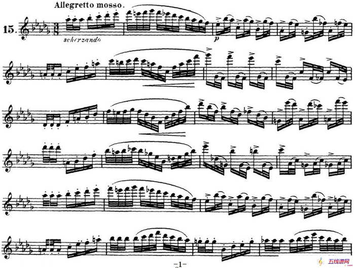 柯勒30首高级长笛练习曲作品75号（NO.15）