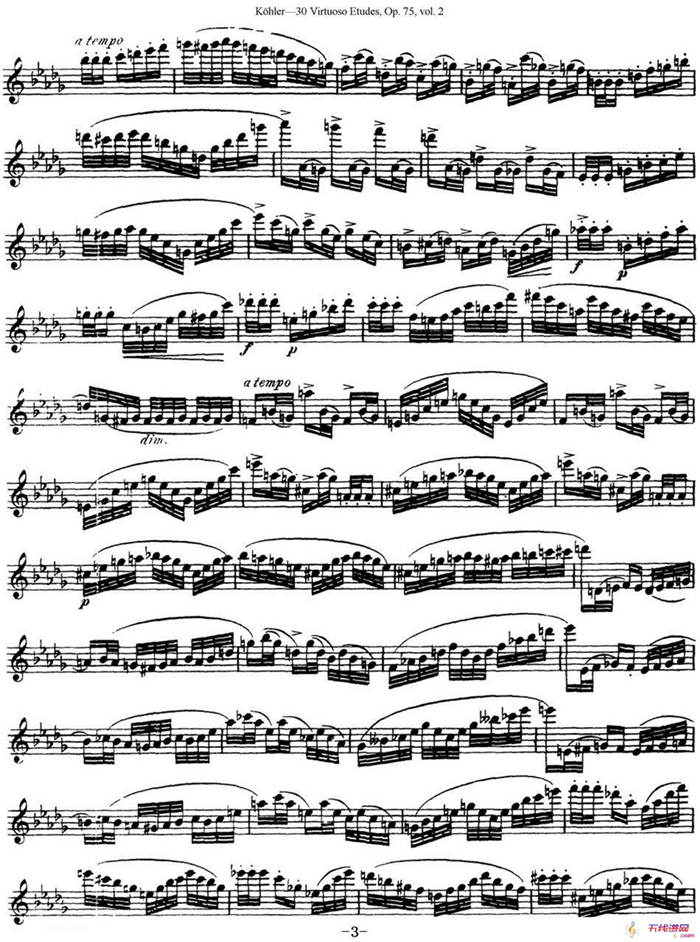 柯勒30首高级长笛练习曲作品75号（NO.15）