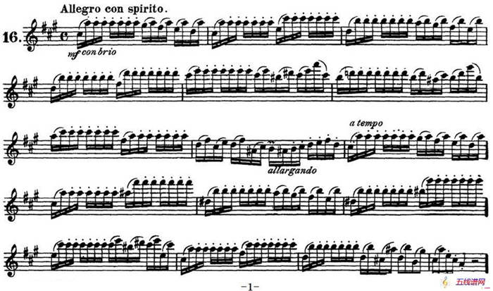 柯勒30首高级长笛练习曲作品75号（NO.16）