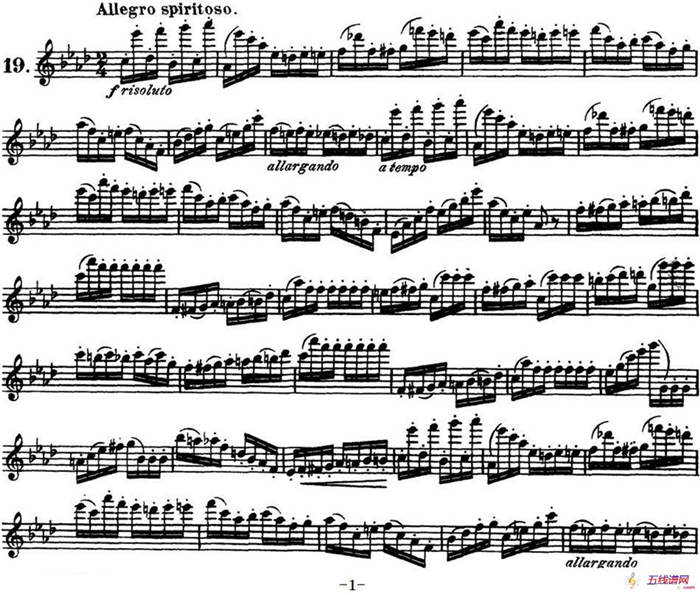柯勒30首高级长笛练习曲作品75号（NO.19）