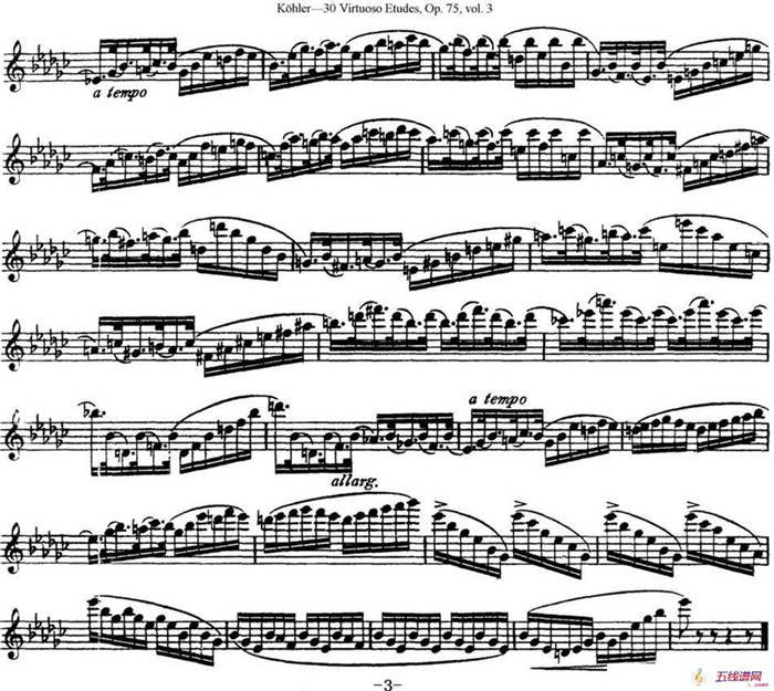 柯勒30首高级长笛练习曲作品75号（NO.21）