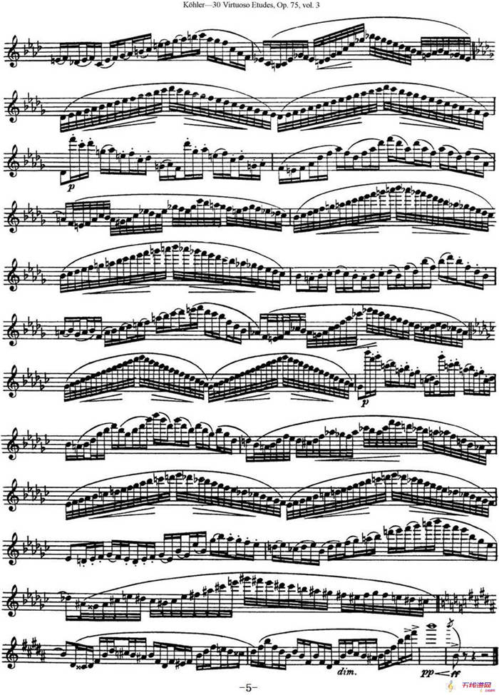 柯勒30首高级长笛练习曲作品75号（NO.22）