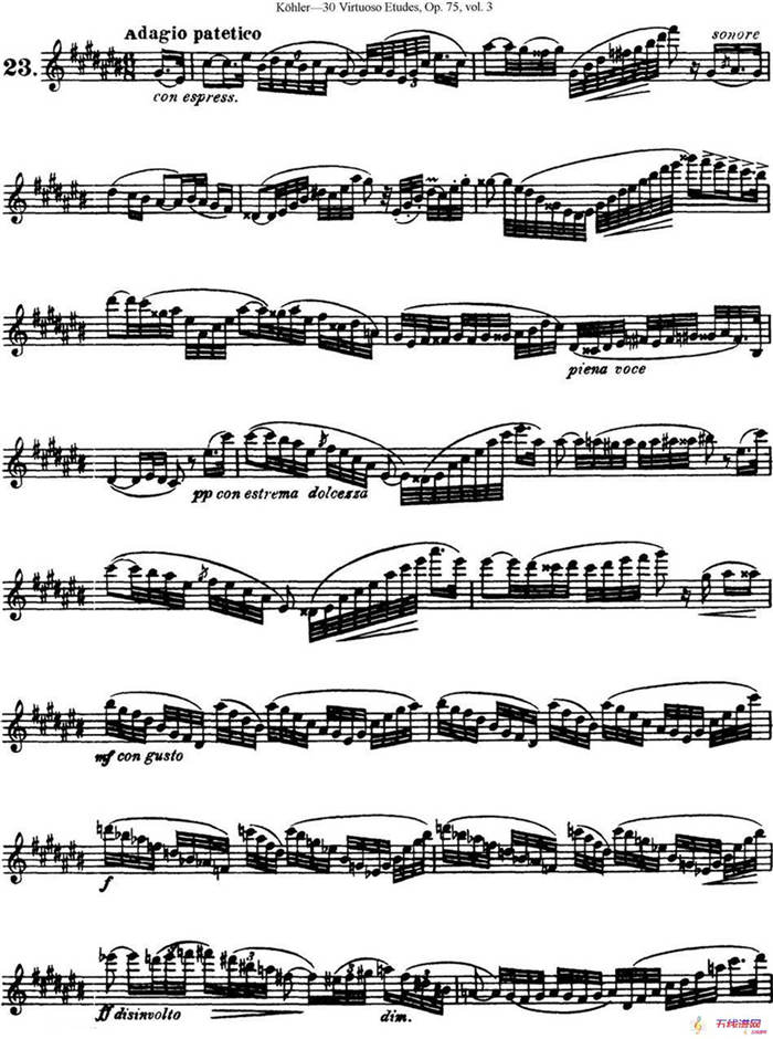 柯勒30首高级长笛练习曲作品75号（NO.23）