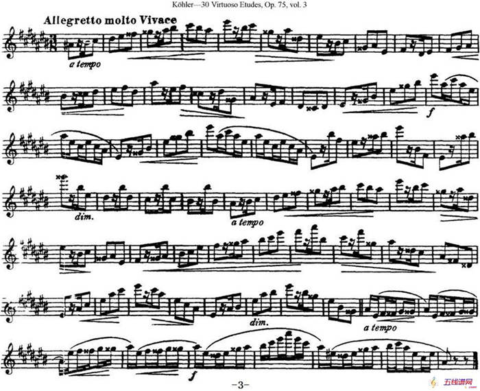 柯勒30首高级长笛练习曲作品75号（NO.28）