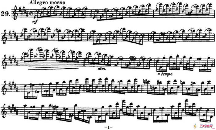 柯勒30首高级长笛练习曲作品75号（NO.29）