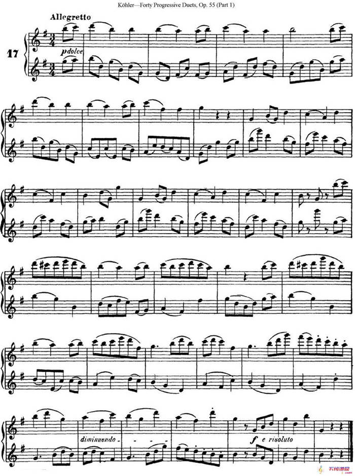 柯勒40首长笛提高练习曲OP.55（NO.17）