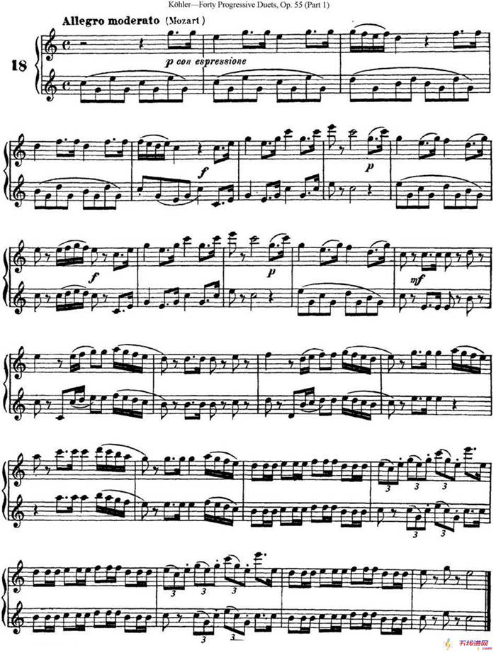 柯勒40首长笛提高练习曲OP.55（NO.18）