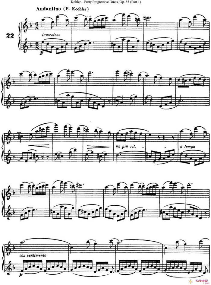 柯勒40首长笛提高练习曲OP.55（NO.22）