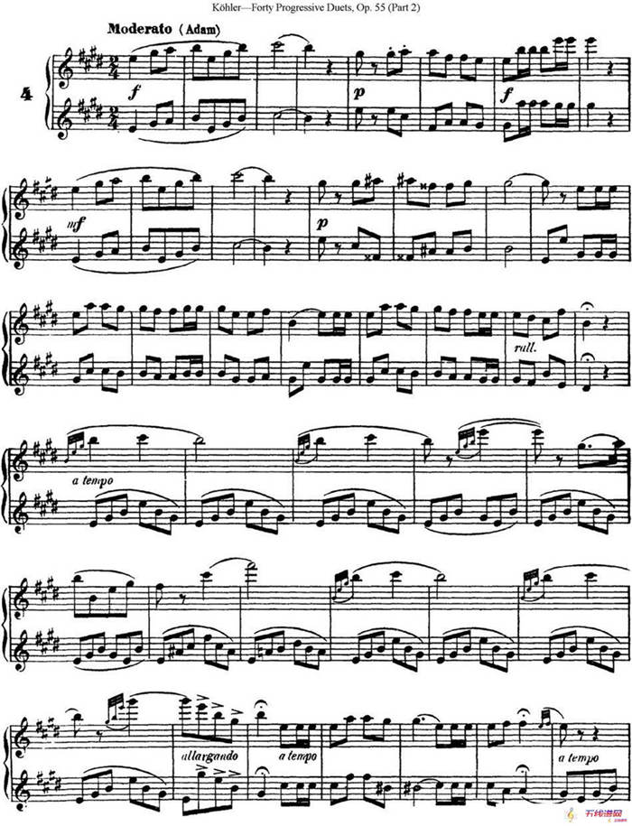 柯勒40首长笛提高练习曲OP.55（二重奏）（NO.4）