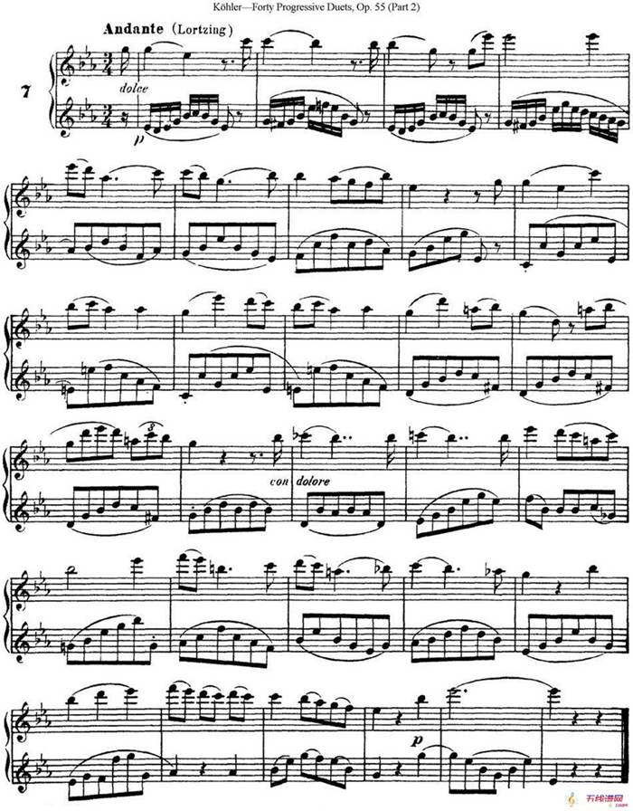 柯勒40首长笛提高练习曲OP.55（二重奏）（NO.7）