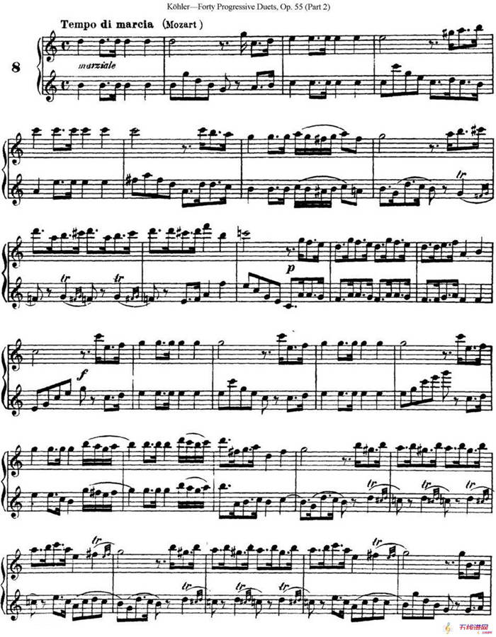 柯勒40首长笛提高练习曲OP.55（二重奏）（NO.8）