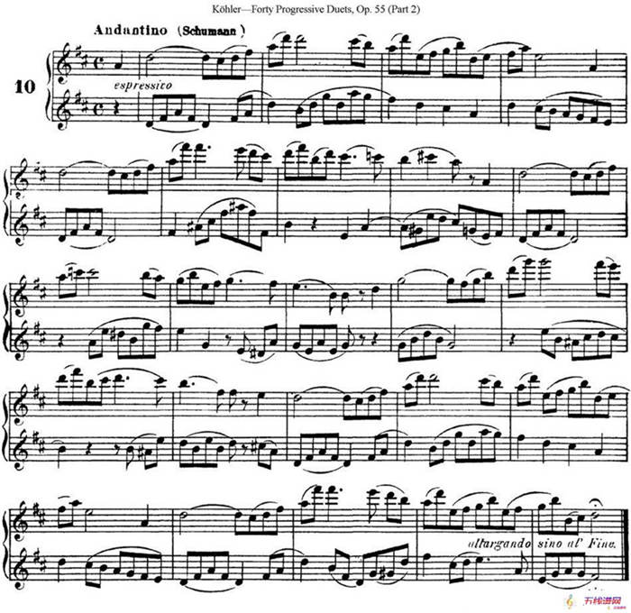 柯勒40首长笛提高练习曲OP.55（二重奏）（NO.10）