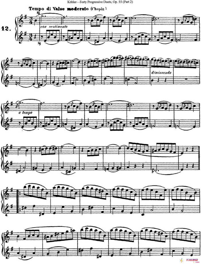 柯勒40首长笛提高练习曲OP.55（二重奏）（NO.12）