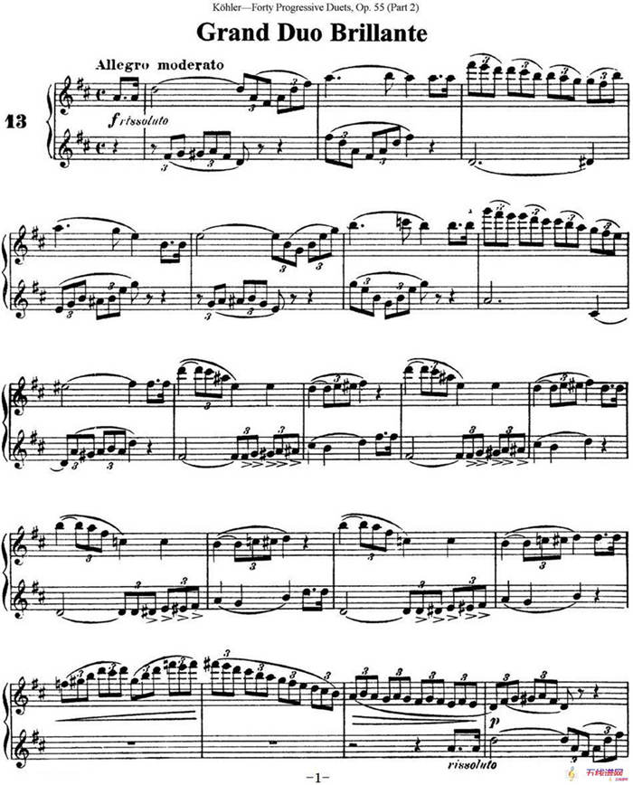 柯勒40首长笛提高练习曲OP.55（二重奏）（NO.13）