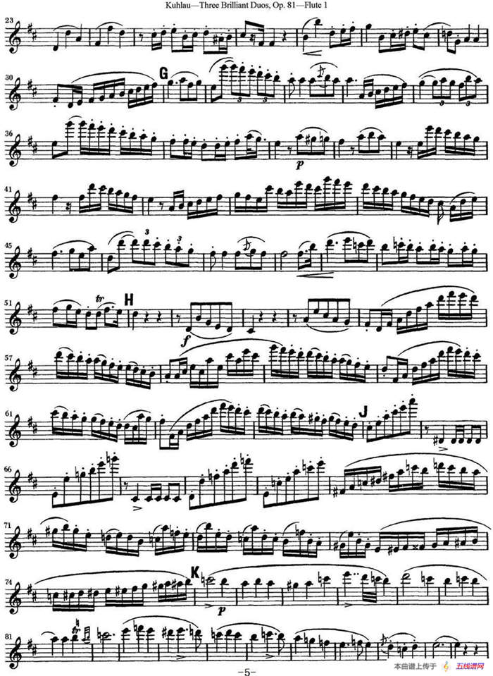 库劳长笛二重奏练习三段OP.81——Flute 1（NO.1）