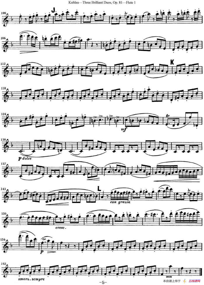 库劳长笛二重奏练习三段OP.81——Flute 1（NO.2）