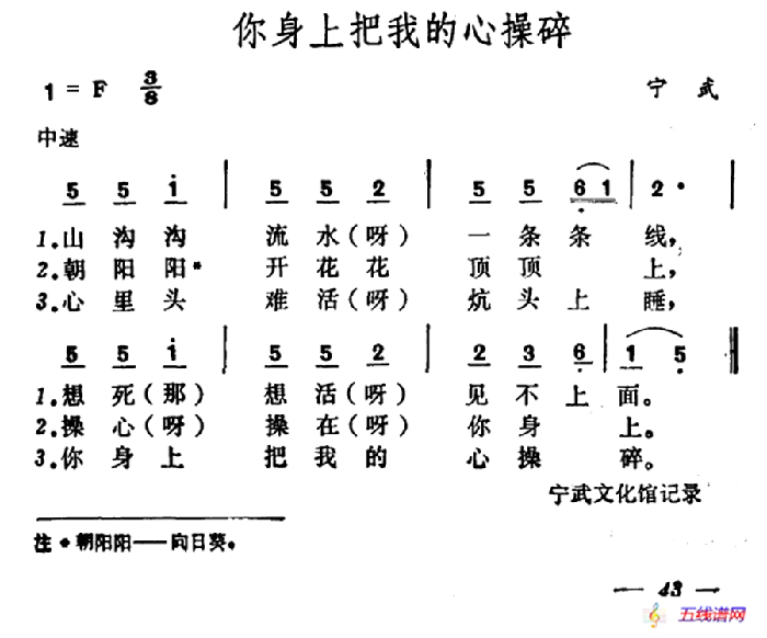 你身上把我的心操碎 