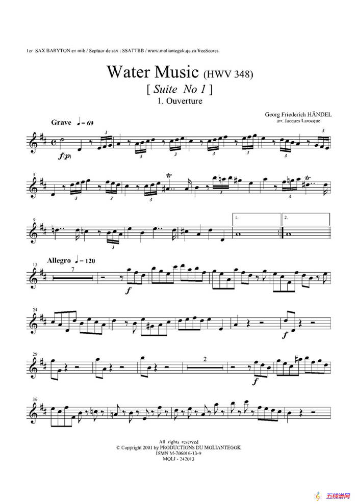 Water Music（HWV.348 No.1）（第一上低音萨克斯）