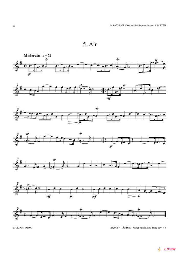 Water Music（HWV.348 No.1）（第二高音萨克斯）